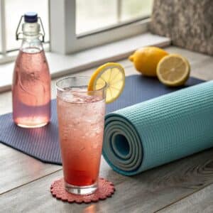 pink salt diet drink recipe glass on table
