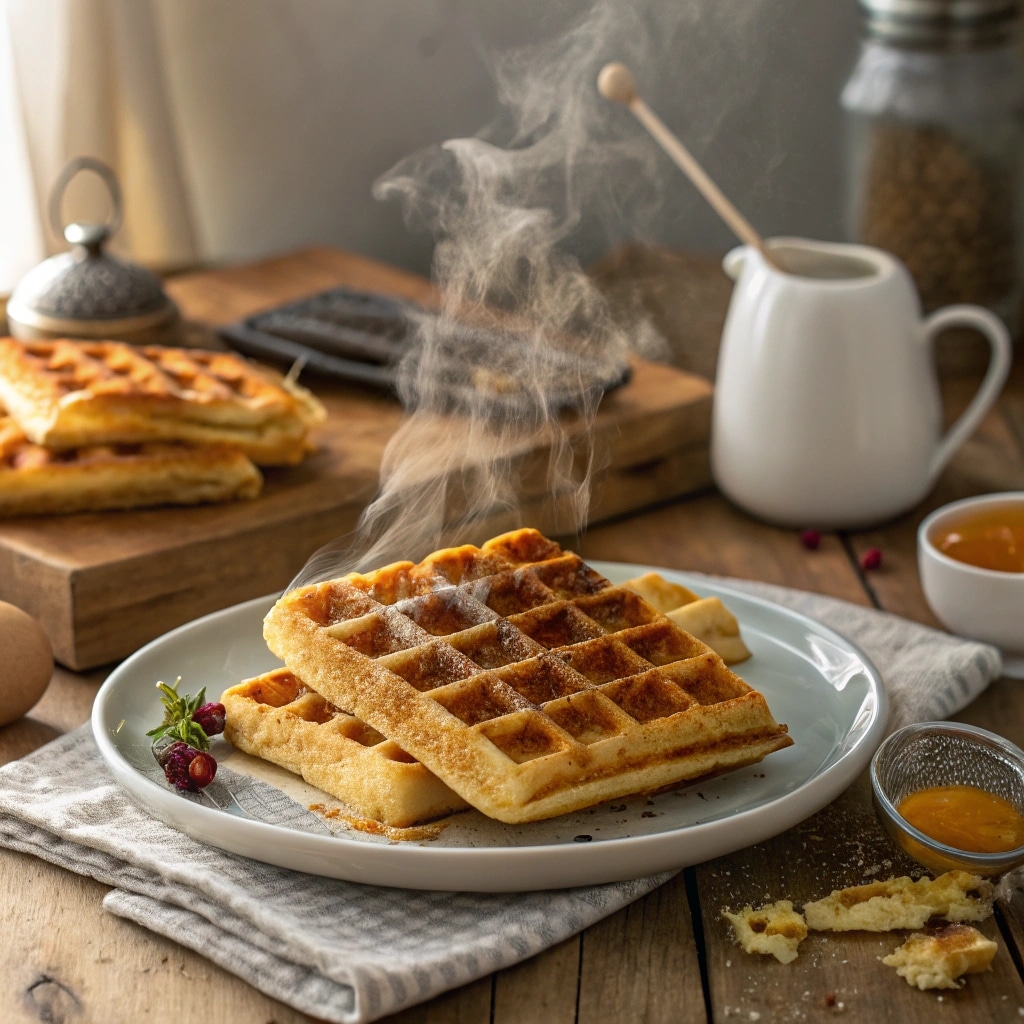 crispy Eggo waffles in air fryer on breakfast table
