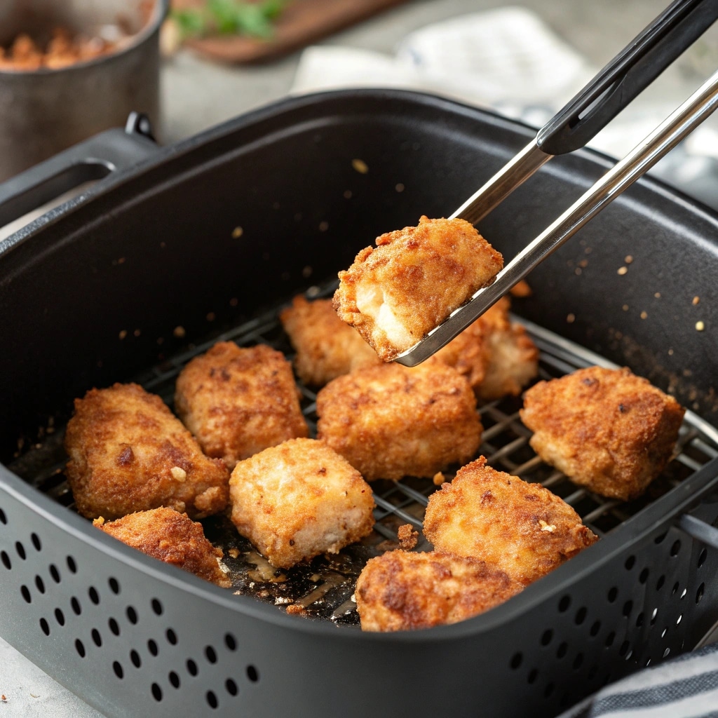flipping air fryer lemon chicken bites