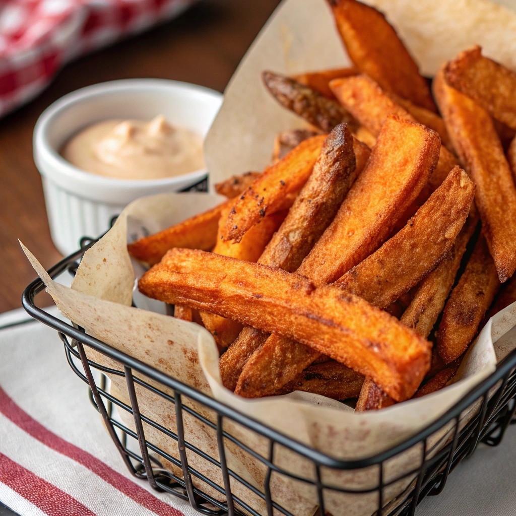 alexia sweet potato fries air fryer in a basket