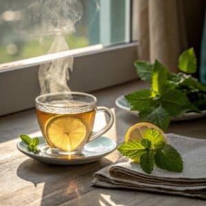 lemon balm recipe for weight loss tea flat lay