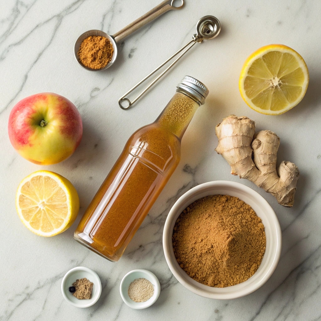 flat lay of all 4 ingredients on a clean kitchen s
