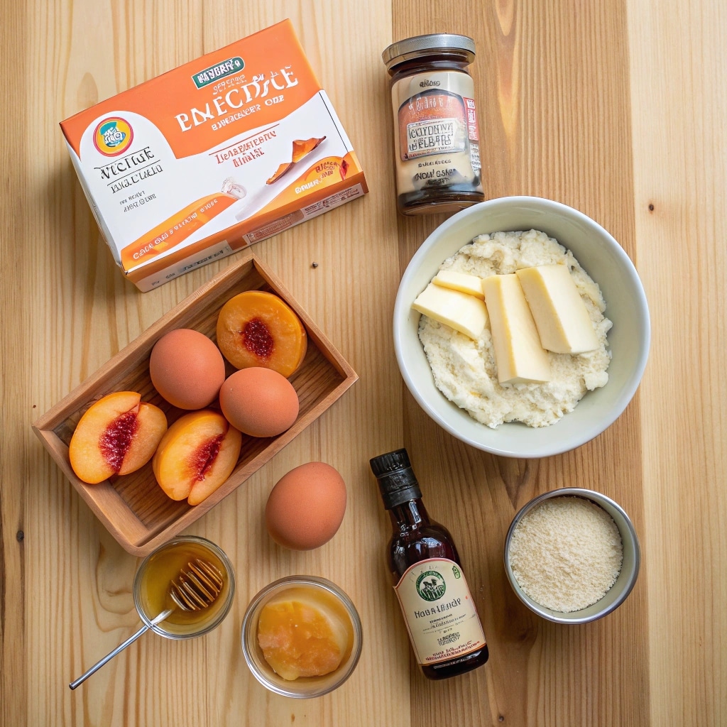 Ingredients for honey peach cream cheese cupcakes
