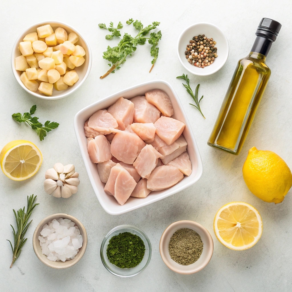 air fryer lemon chicken bites ingredients layout