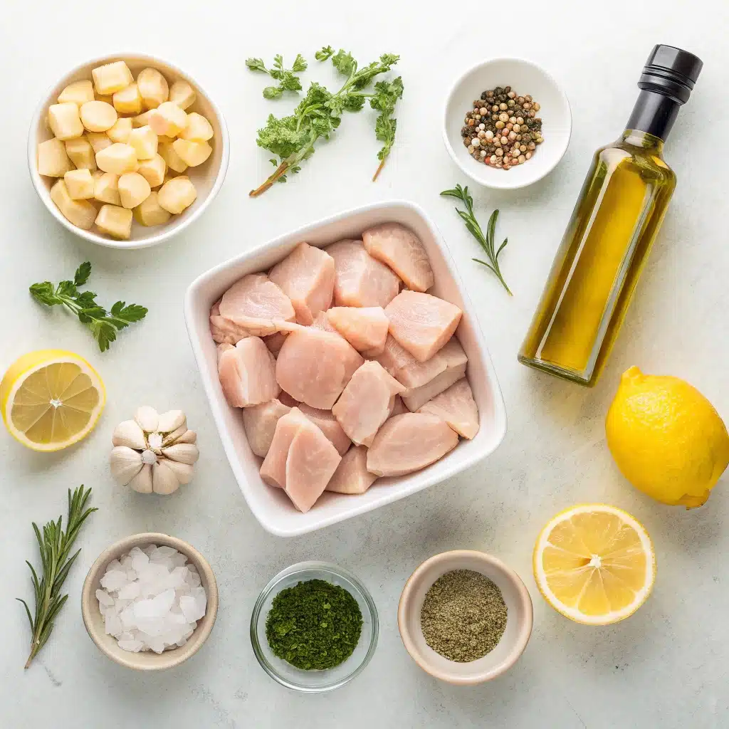 air fryer lemon chicken bites ingredients layout