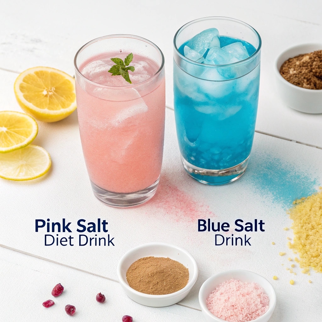 glass pink salt diet drink recipe and blue salt dr