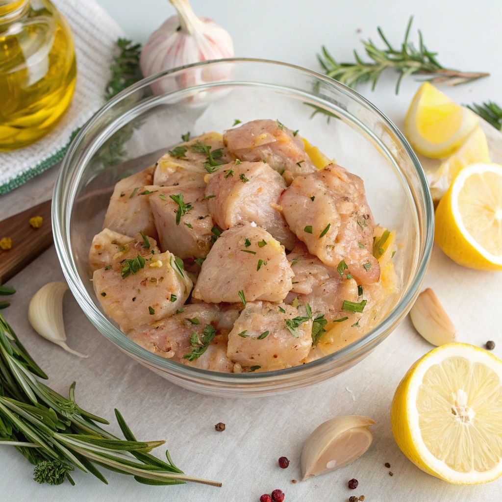 chicken marinating in lemon and garlic