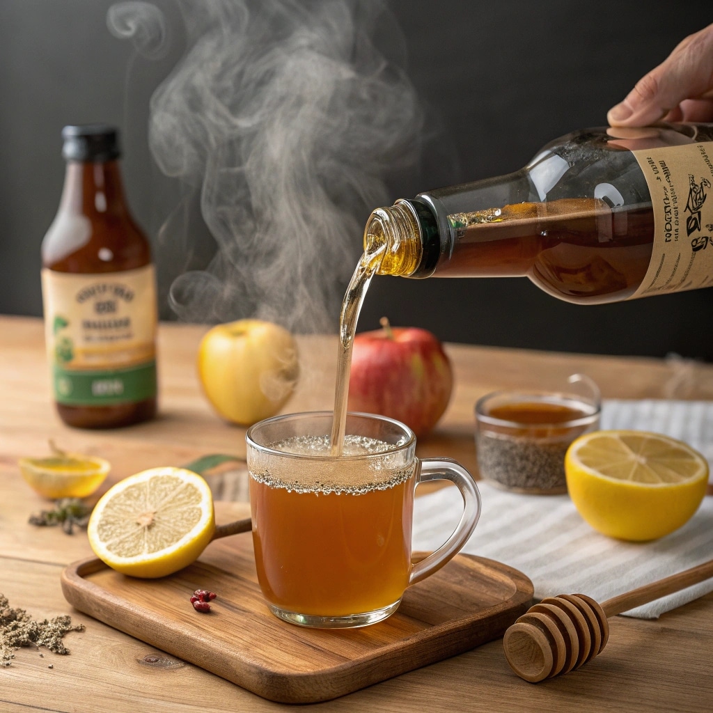 Mixing apple cider vinegar into tea