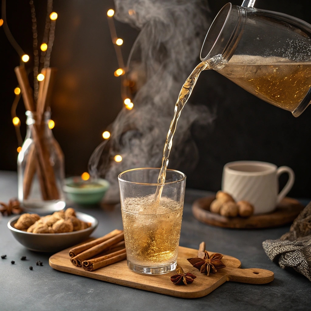 pouring warm water into the spice mixture realisti