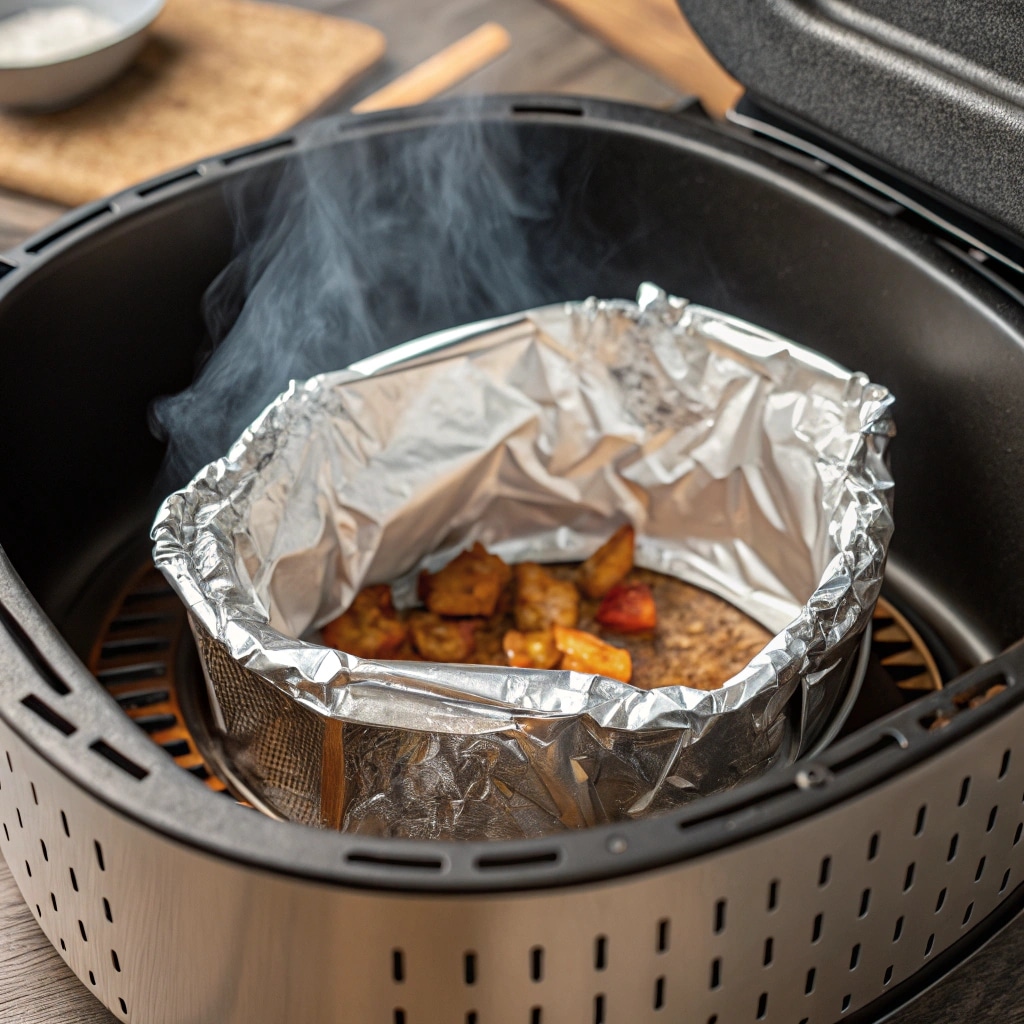 Foil in air fryer with proper airflow design