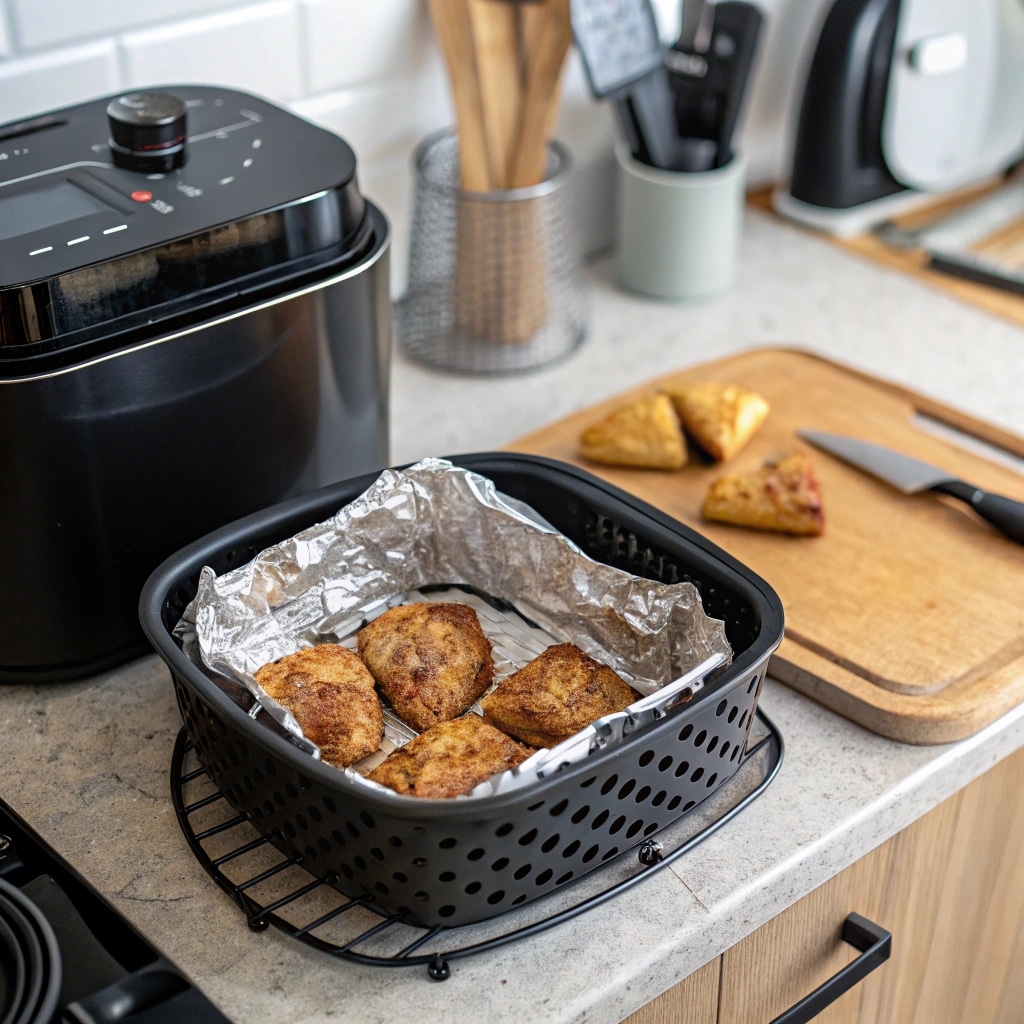 Can you put foil in an air fryer basket safely?