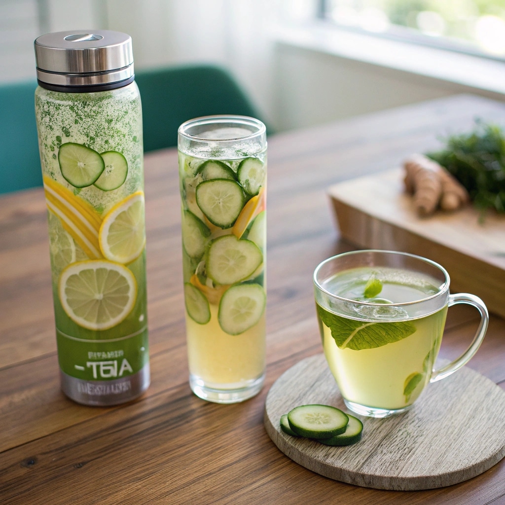 Natural Mounjaro vs fat burner tea drinks on counte