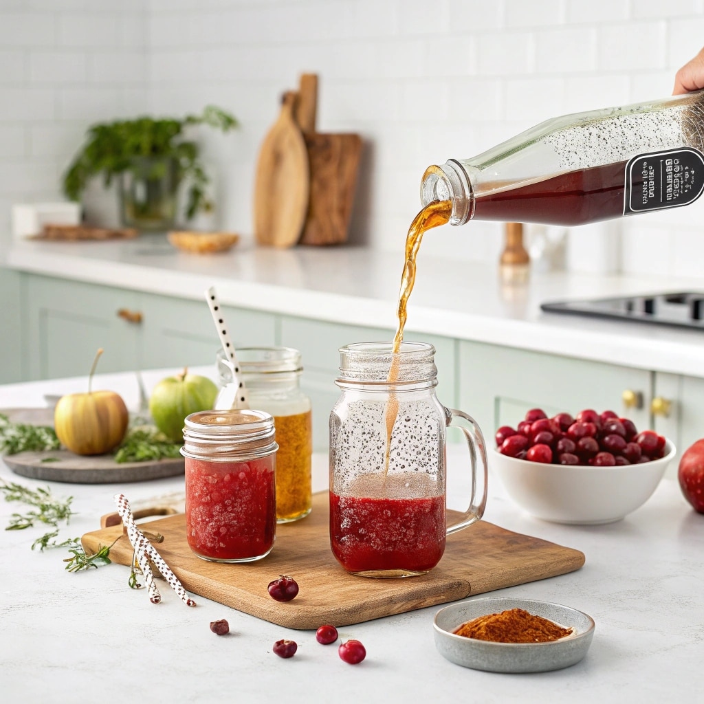 Making cranberry juice apple cider vinegar drink