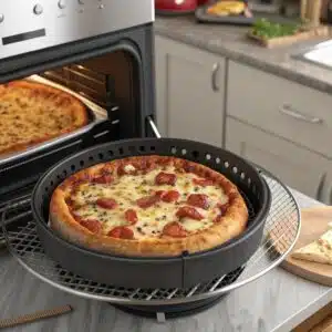 Totinos Party Pizza cooking inside air fryer