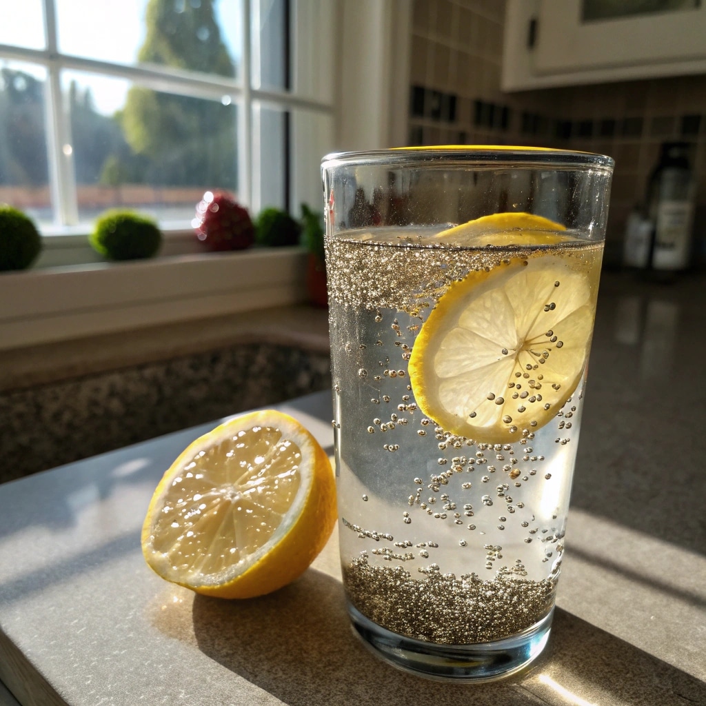 chia seed water recipe with lemon close-up
