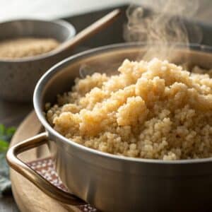 cooked fluffy quinoa in pot – how to cook quinoa recipes