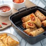 crispy pizza rolls in air fryer basket