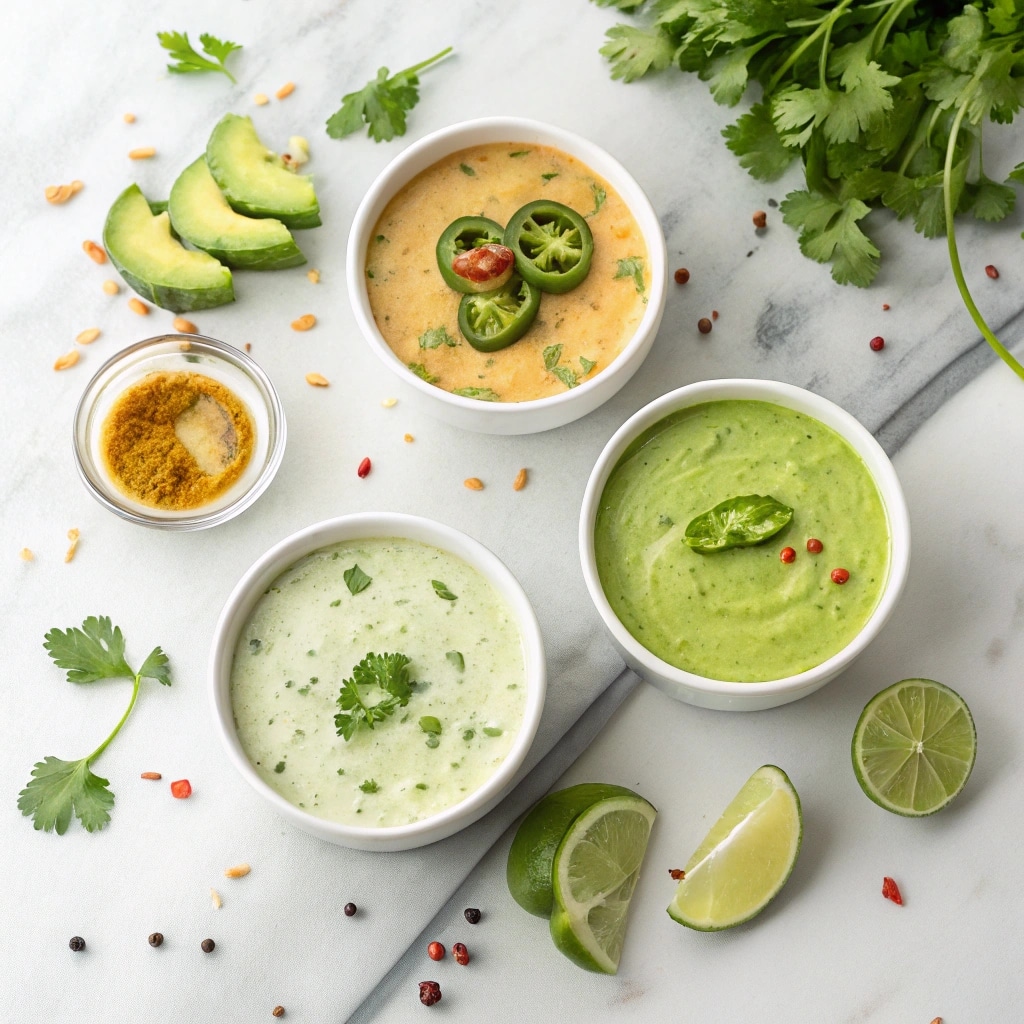 avocado salad dressing with lime, cilantro, jalapeño, and yogurt variations