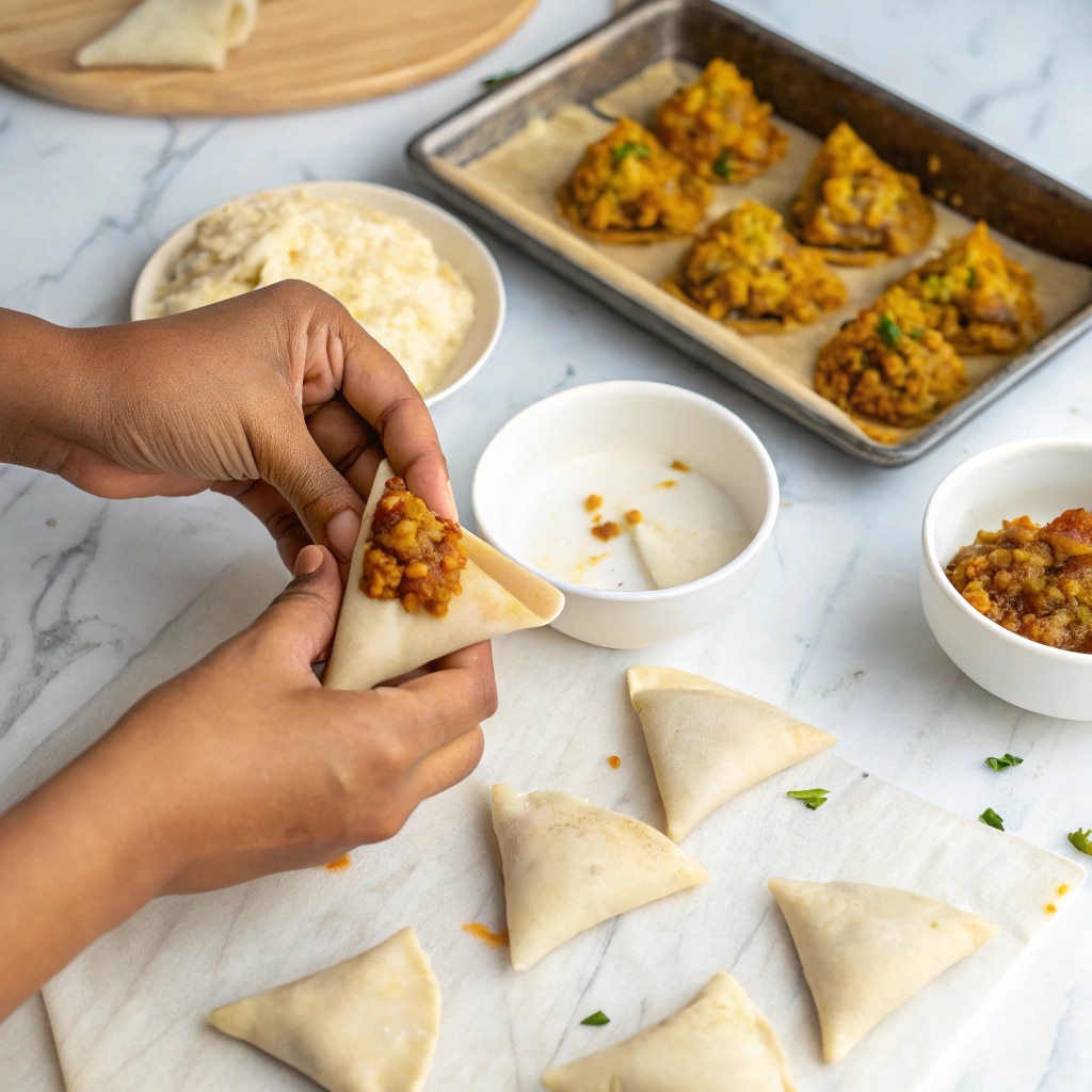 homemade air fryer samosa with potato filling