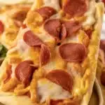Red Baron French bread pizza cooked in an air fryer, crispy and ready to enjoy.