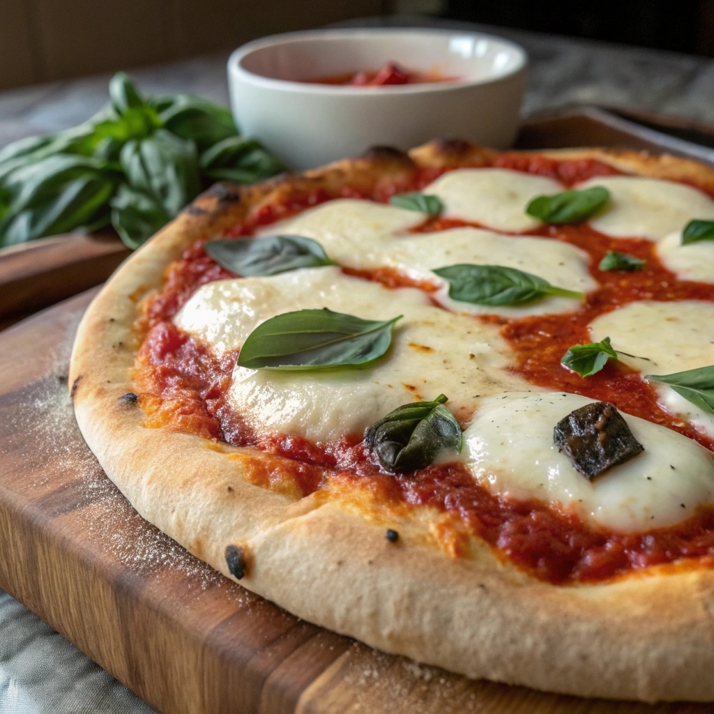 Margherita pizza with homemade Italian pizza sauce