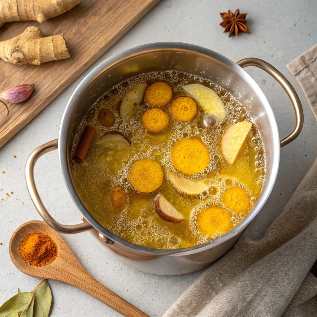 boiling turmeric and ginger for tea