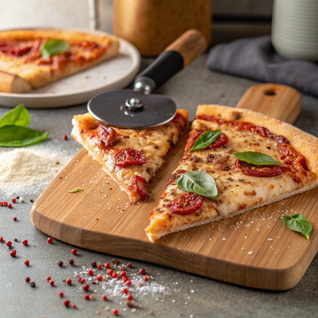 served slice of red baron pizza from air fryer