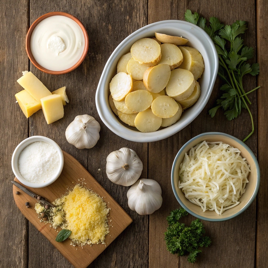 a neatly arranged selection of ingredients for che