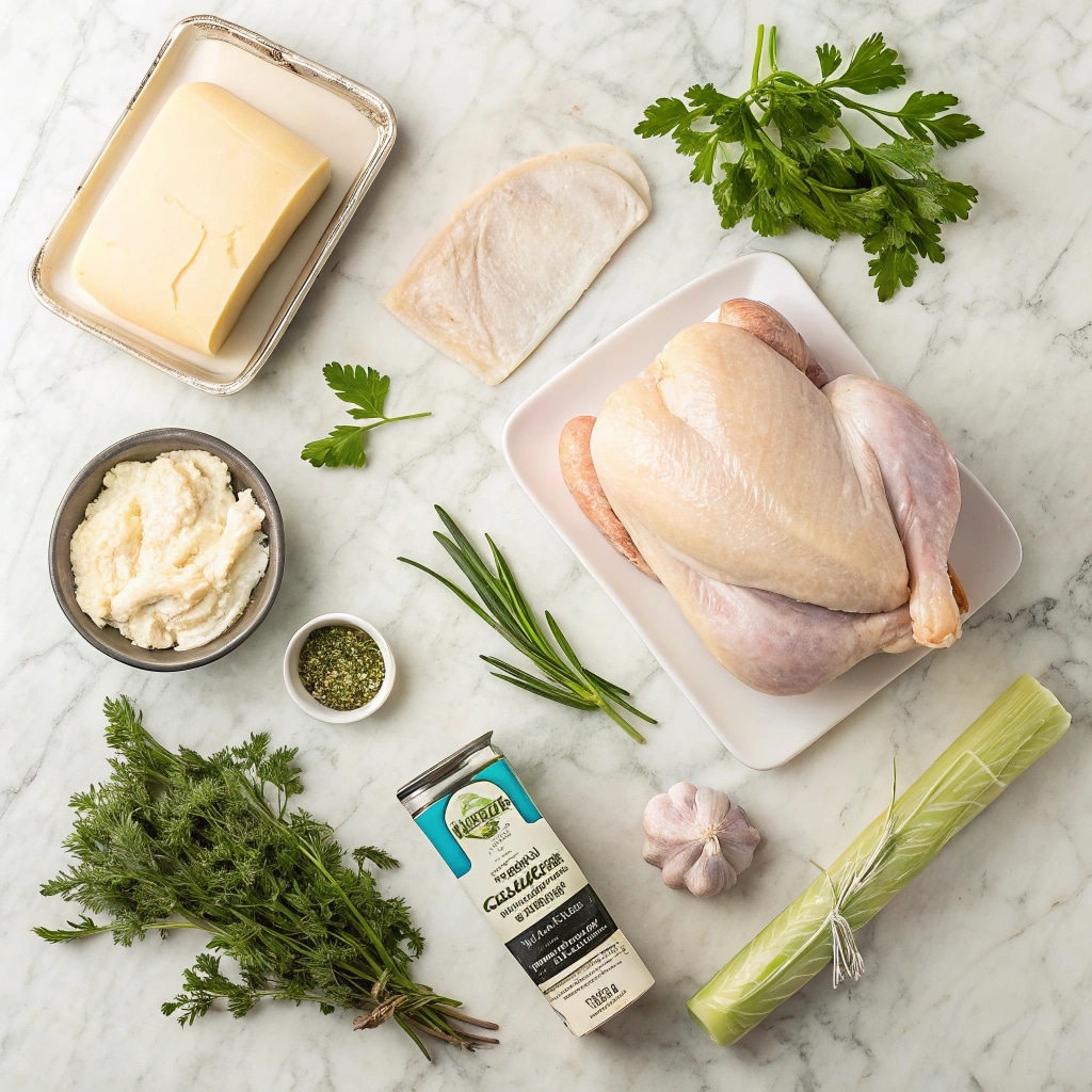 all ingredients laid out on a marble countertop i