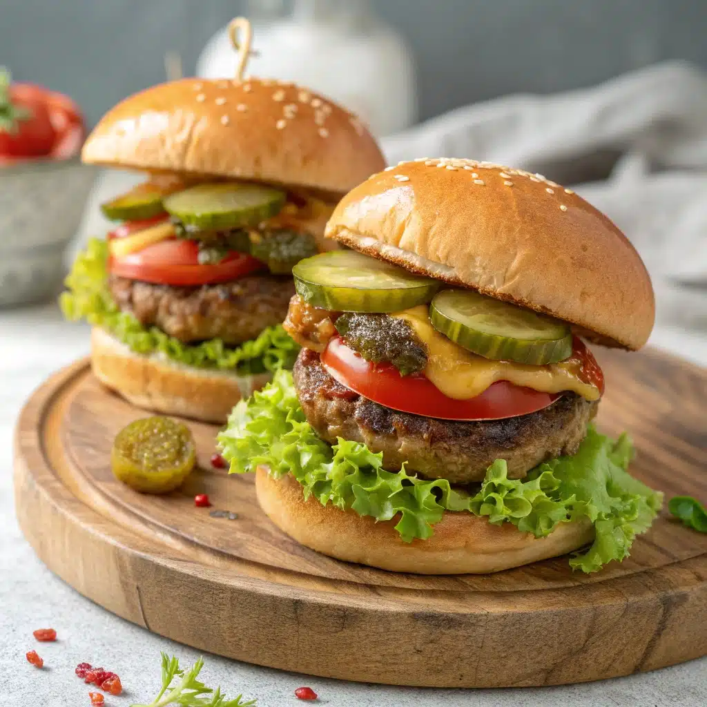 Crack Burgers with ranch dressing and bacon