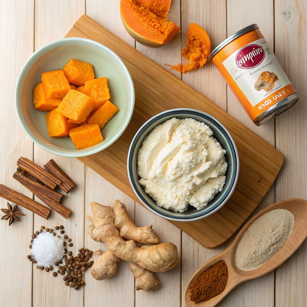 a vibrant layout of all the ingredients for pumpki