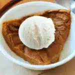 Delicious crustless pumpkin pie ready to enjoy with spices and pumpkin filling.