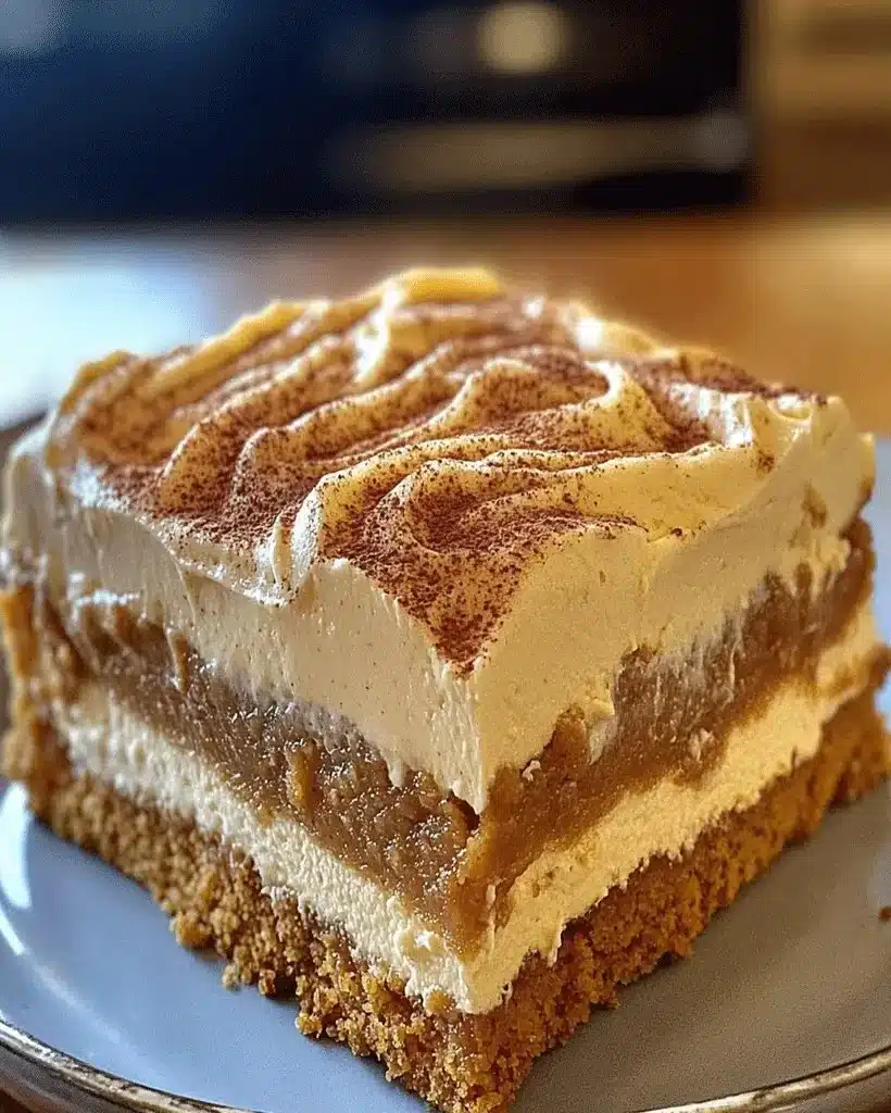 Pumpkin Spice Gooey Cake with Cream Cheese Frosting: A Must-Try Delight 1 Pumpkin spice gooey cake with cream cheese frosting served on a plate