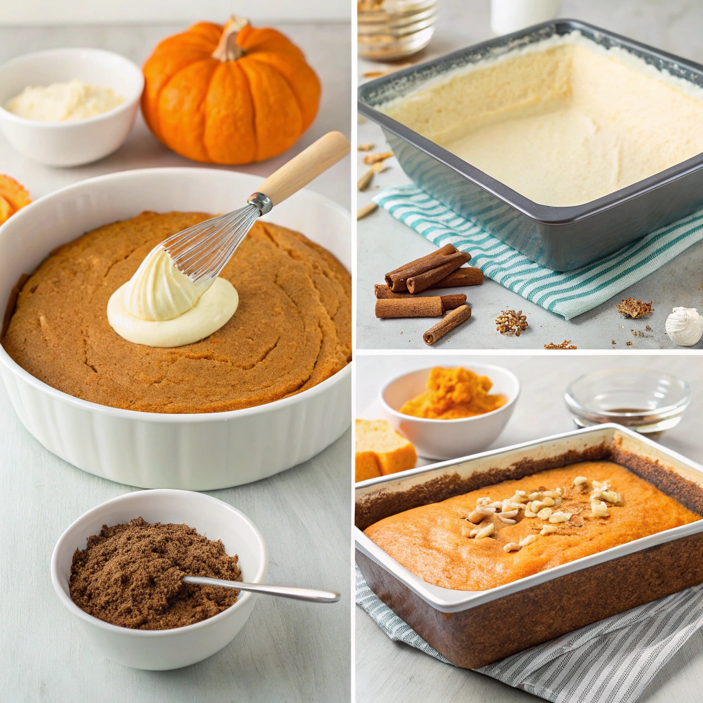 Pumpkin Spice Gooey Cake with Cream Cheese Frosting: A Must-Try Delight 2 step images step 1 mixing the cake batter in a l