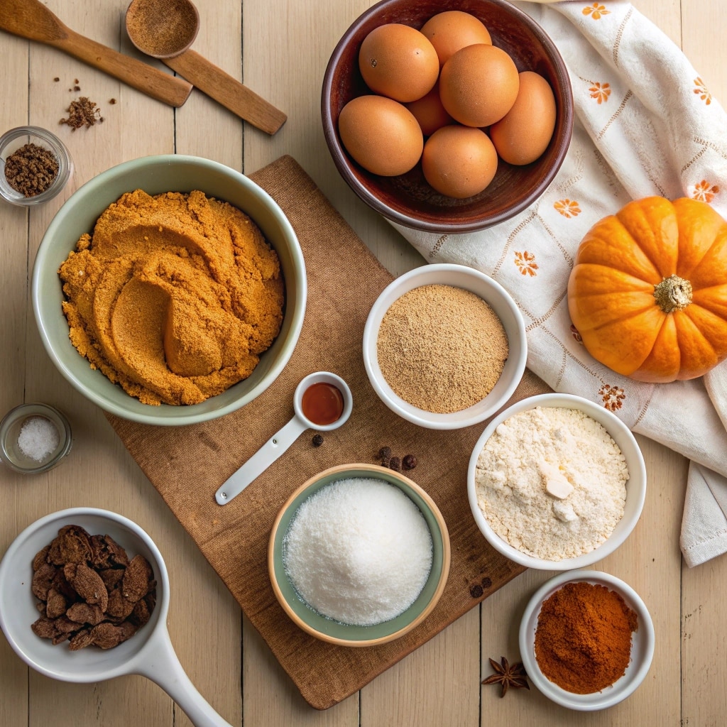 display of all ingredients required for pumpkin bi