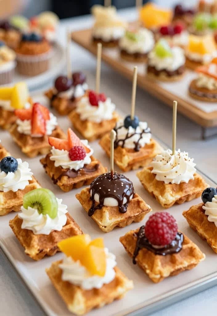 mini waffle dessert bites hero