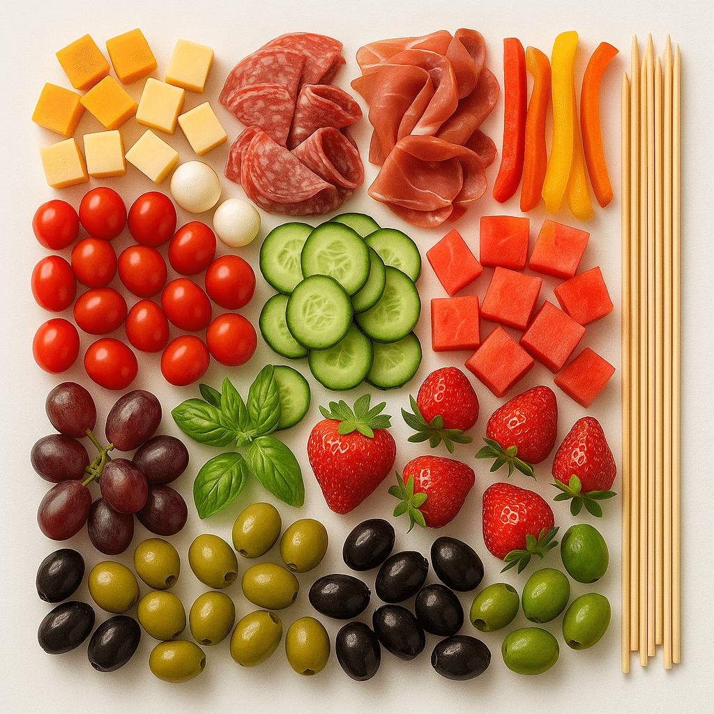 Stunning Skewer Snack Board Bouquet for Parties 6 Ingredients for Skewer Snack Board
