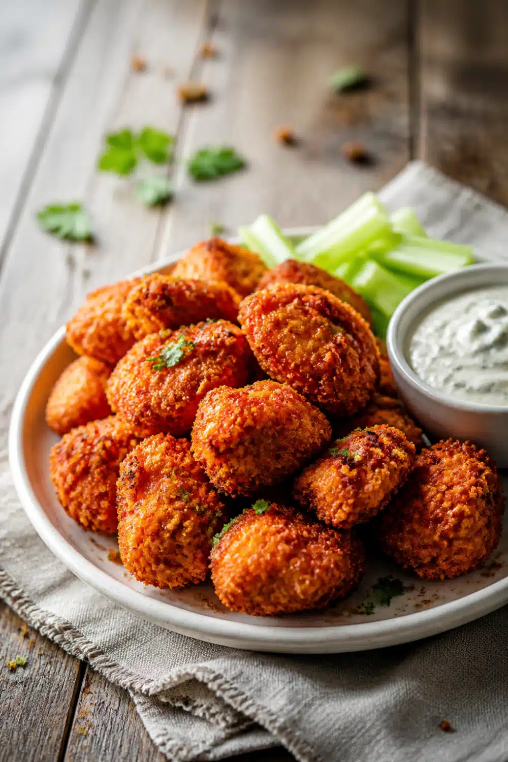 Air Fryer Buffalo Chicken Bites: Easy 20-Minute Recipe For Game-Day Parties 16 Air Fryer Buffalo Chicken Bites - finished dish presentation
