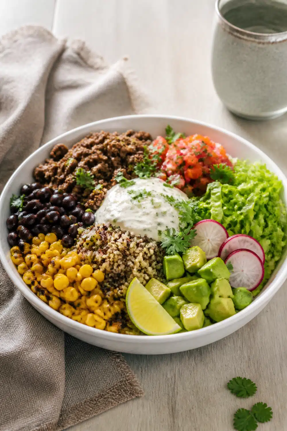 High Protein Taco Bowl: Delicious 30-Minute Recipe For Busy Weeknights 16 High Protein Taco Bowl - finished dish presentation