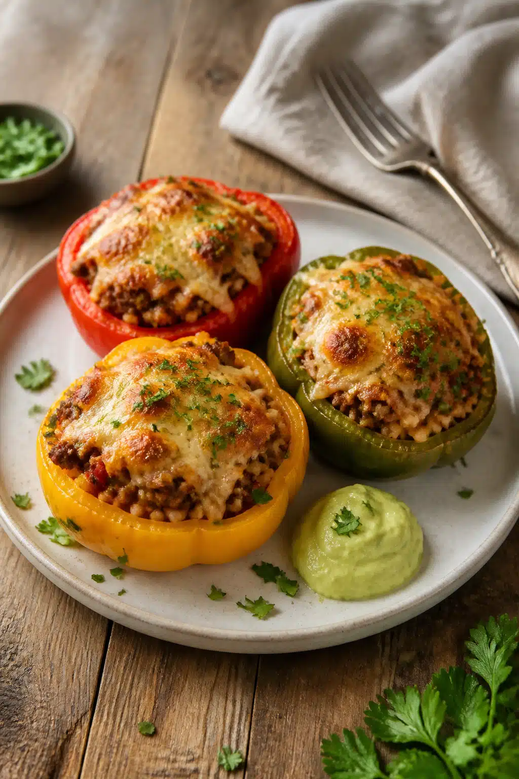 Air Fryer Stuffed Peppers: Easy 15-Minute Recipe For Busy Weeknights 16 Air Fryer Stuffed Peppers - finished dish presentation