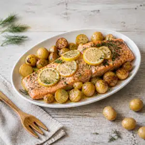 Lemon Herb Baked Salmon With Roasted Baby Potatoes: Easy 30-Minute Recipe For Busy Weeknights 15 Lemon Herb Baked Salmon with Roasted Baby Potatoes