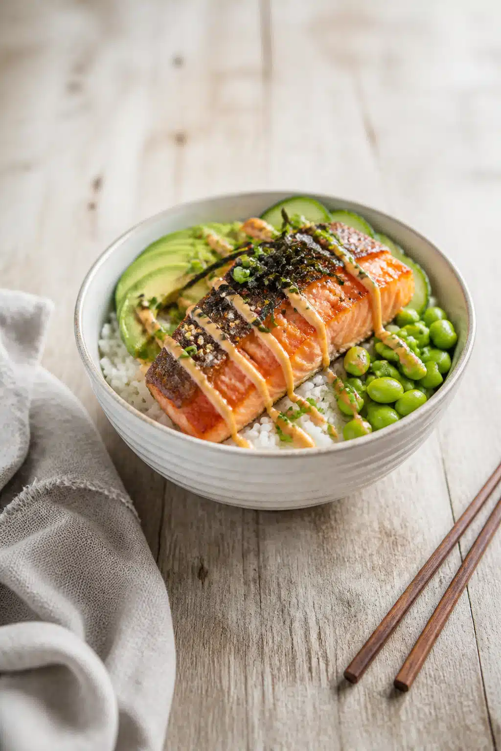 Crispy Salmon Rice Bowl: Easy 30-Minute Recipe For Busy Weeknights 16 Crispy Salmon Rice Bowl - finished dish presentation