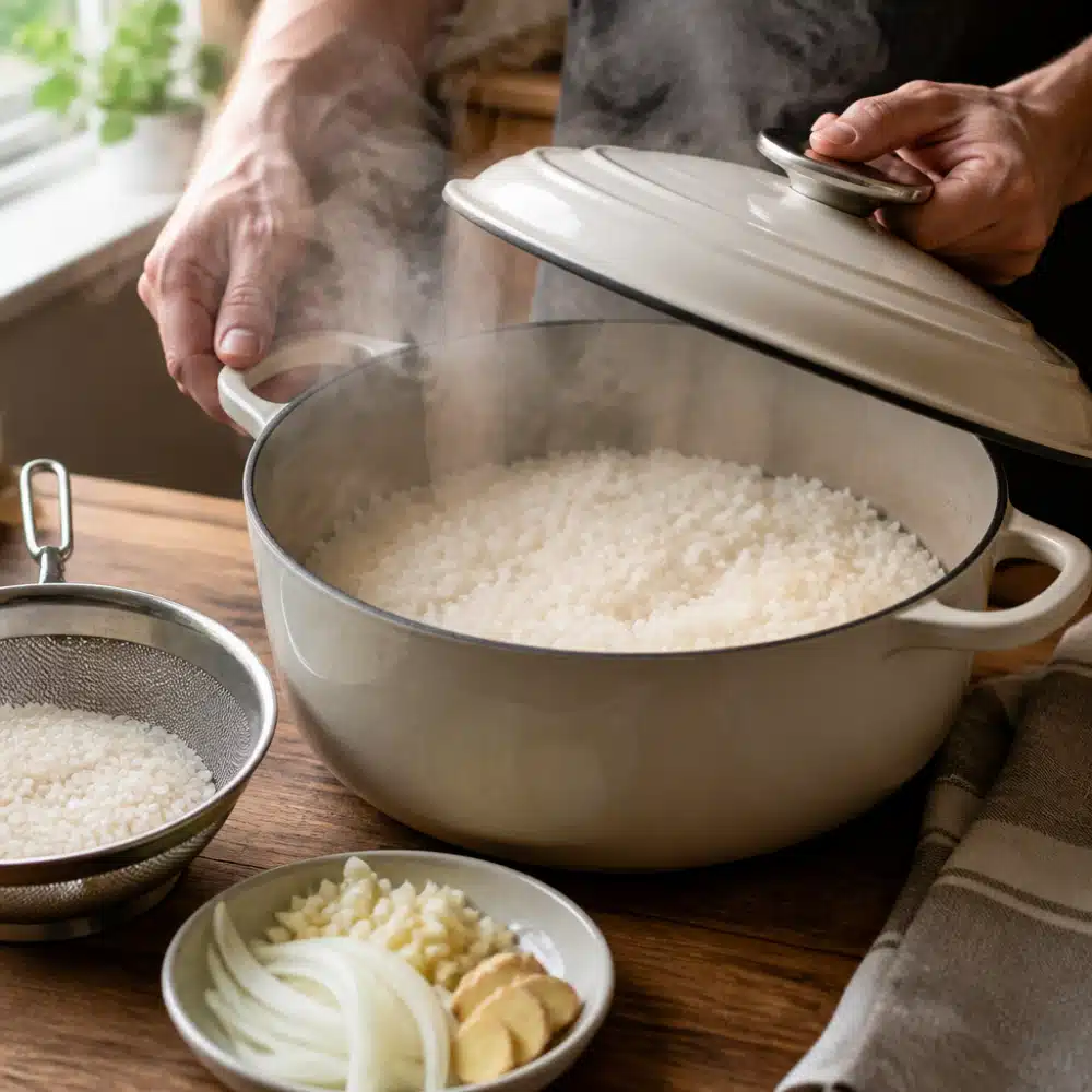 Brothy Rice Bowl - cooking process