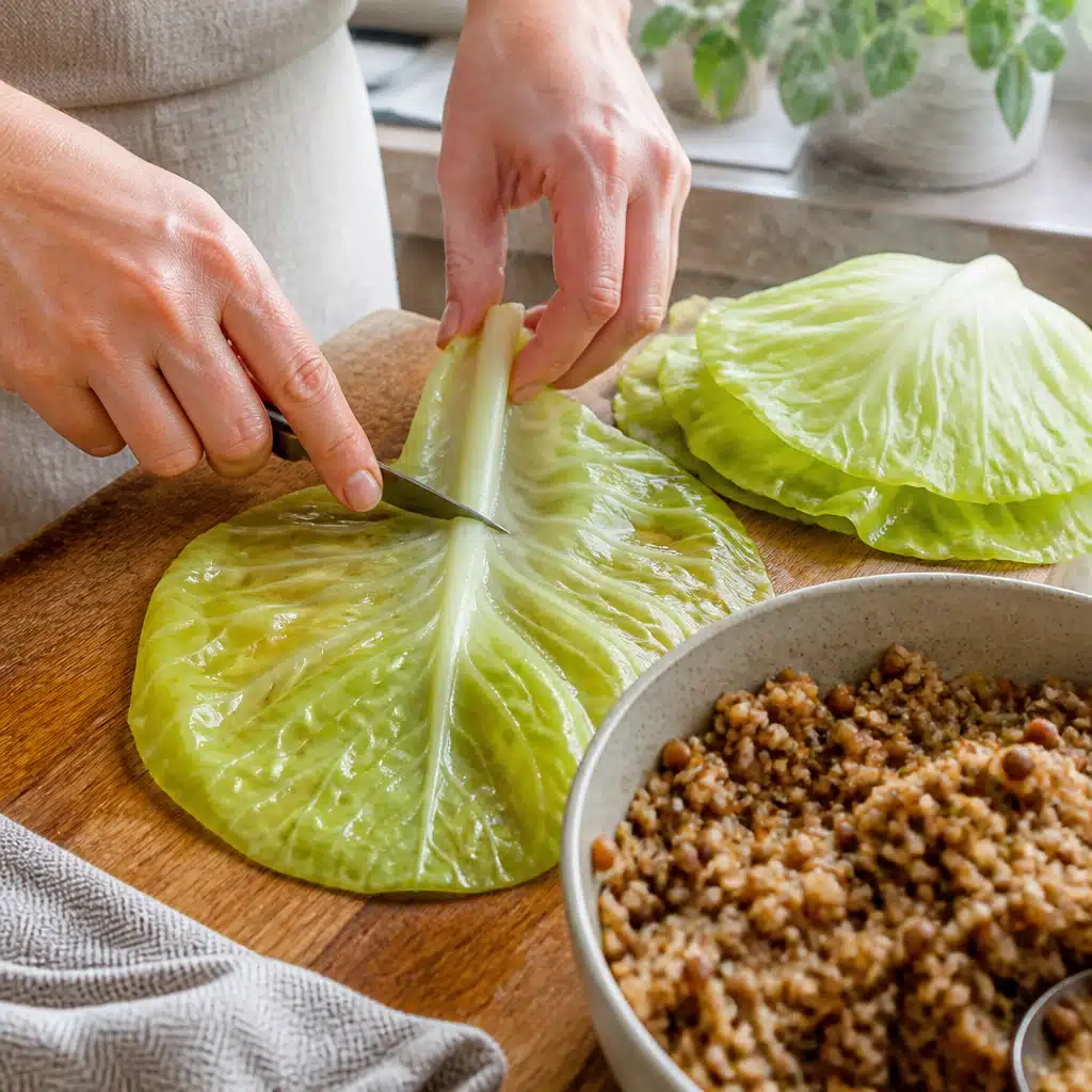 Vegan Stuffed Cabbage Rolls: Easy 60-Minute Recipe for Busy Weeknights 17 Vegan Stuffed Cabbage Rolls - cooking process