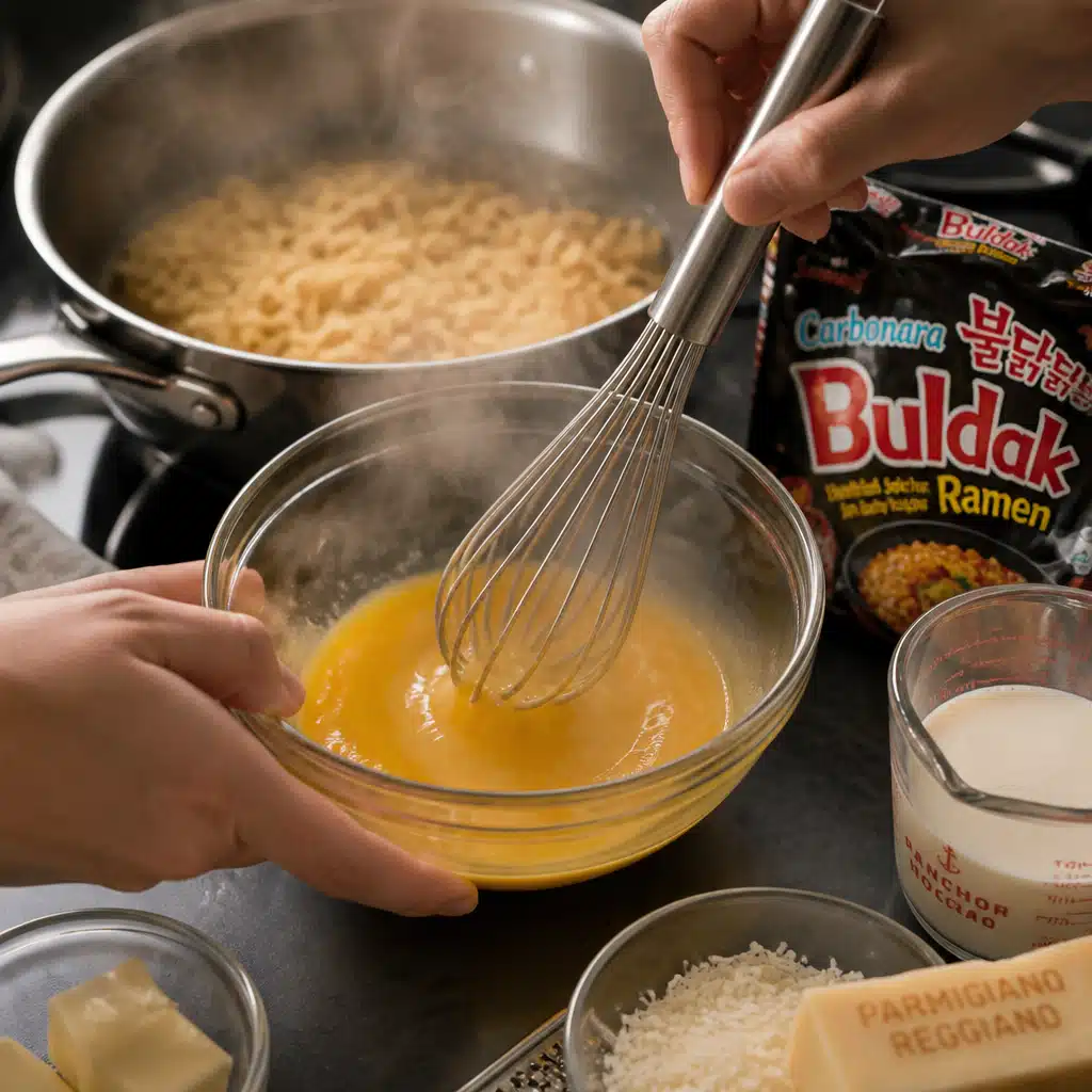 Carbonara Buldak Ramen - cooking process