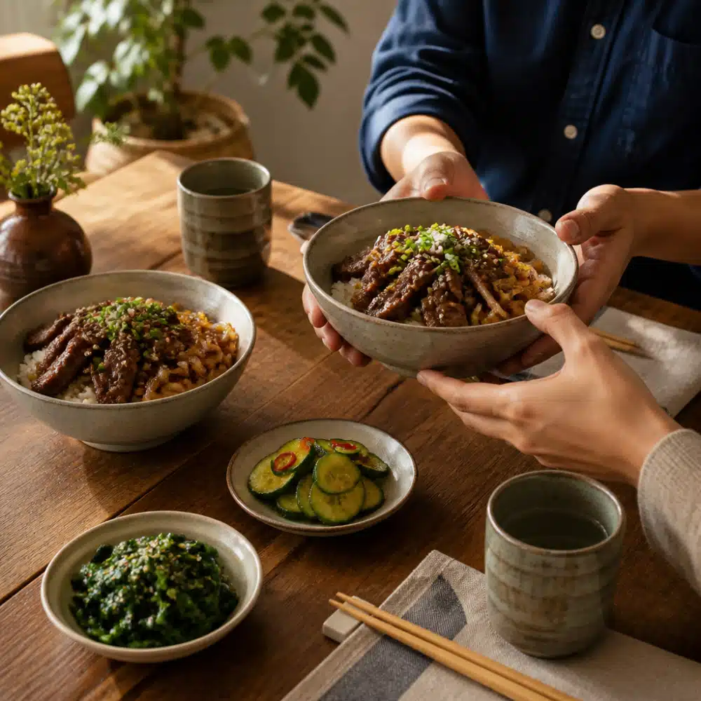 Teriyaki Beef Bowl - serving suggestion