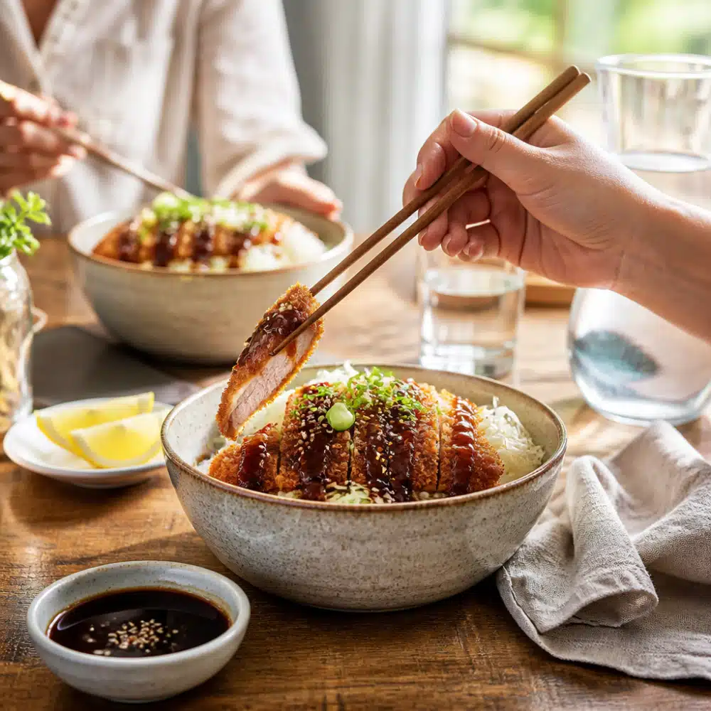 Air Fryer Chicken Katsu - serving suggestion