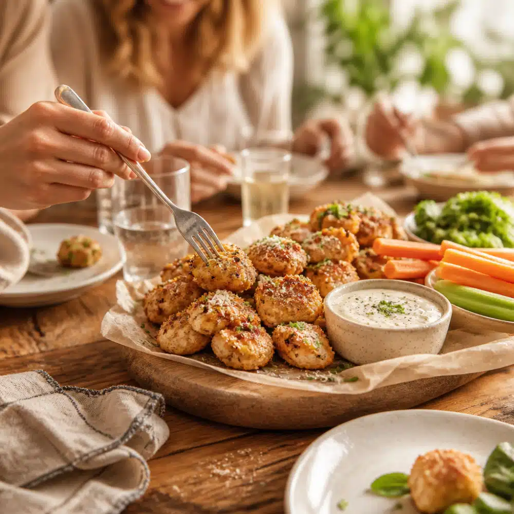 Air Fryer Garlic Parmesan Chicken Bites - serving suggestion