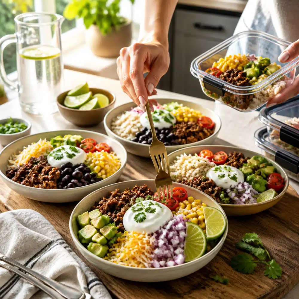 High Protein Taco Bowl: Delicious 30-Minute Recipe For Busy Weeknights 18 High Protein Taco Bowl - serving suggestion
