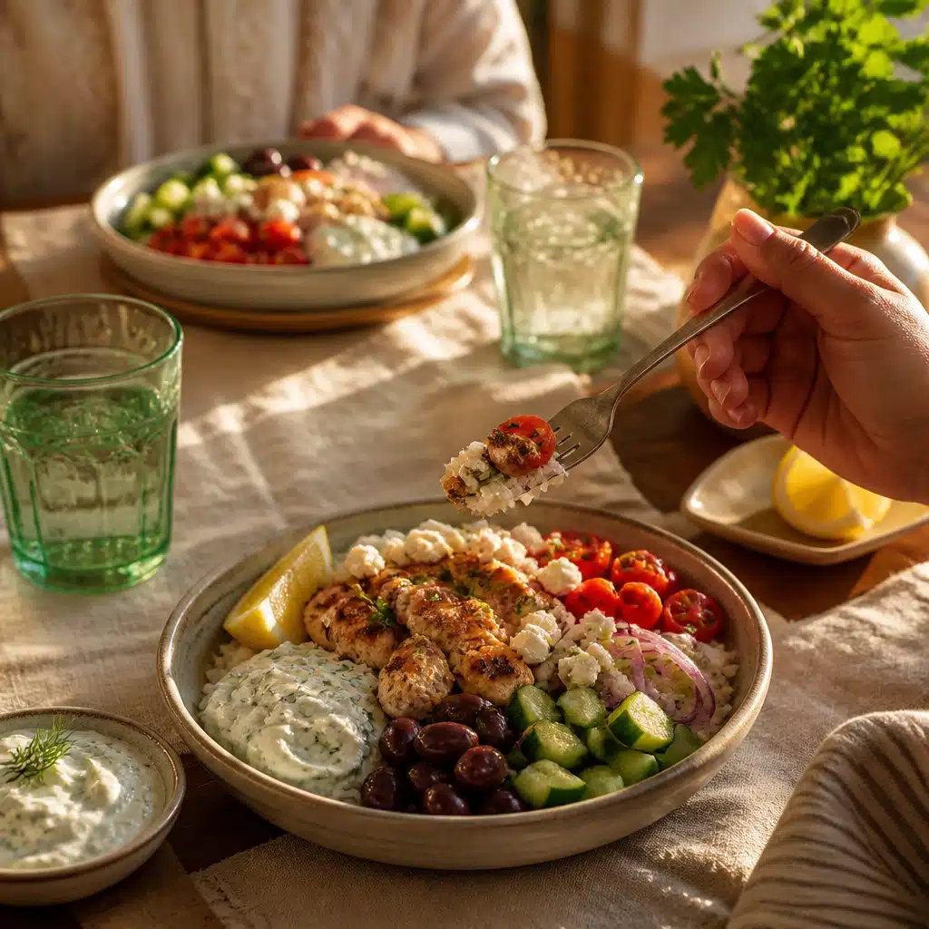 Mediterranean Chicken Bowl: Delicious 30-Minute Recipe For Busy Weeknights 18 Mediterranean Chicken Bowl - serving suggestion